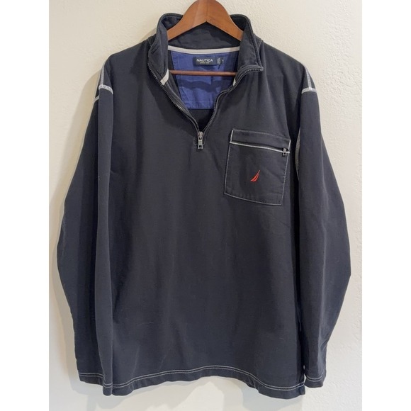 Nautica Other - Nautica Quarter Zip Pullover Sweatshirt Men's XL Black Chest‎ Pocket Logo